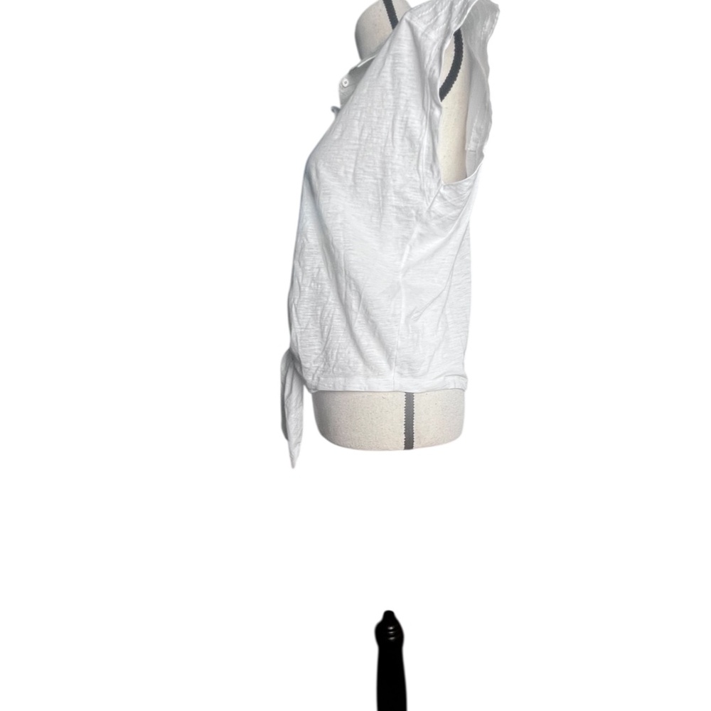 LOFT White Tie-Front Short Sleeve 100% Cotton Button-Down Top Sz S New With Tag - Picture 4 of 6